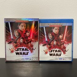 Star Wars The Last Jedi Blu-Ray 2 Disc w/ Holo Slipcover Movie Mark Hamill 2018