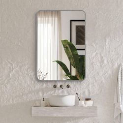 Silver 22 in. W x 30 in. H Classic Rectangle Metal Framed Mirror for Wall