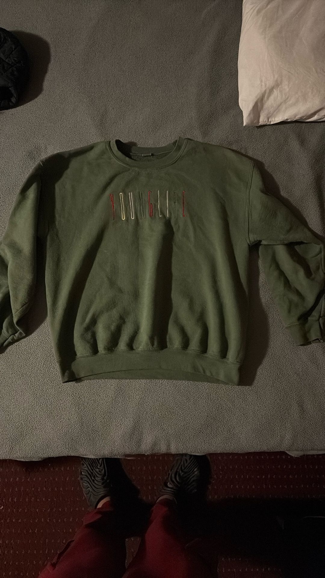 OLIVE GREEN YOUNGLIFE FITTED SWEATER