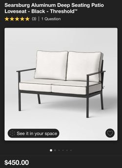 Searsburg Aluminum Deep Seating Patio Loveseat -Black-Threshold 