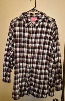 Woman Within Plus Size Cotton Flannel Button Down Shirt Size 2X