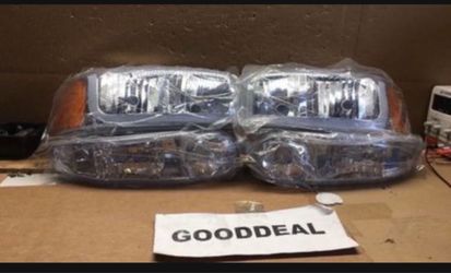 #63 Fit 02-06 GMC Sierra/Yukon/Denali Chrome Amber LED DRL Strip Headlight