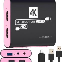 Capture Card with 4K HDMI Passthrough,USB 3.0 Audio Video Capture Card for Windows/Mac OS OBS/Twitch/YouTube/Tiktok Live Streaming and Recording,for S