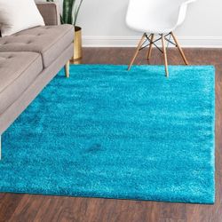 Unique Loom Solo Collection Area Rug - Calabasas (10' x 13' Rectangle Turquoise)