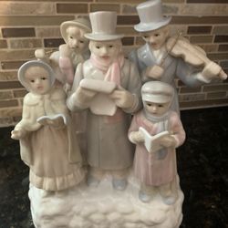 Vintage Christmas Carolers Wind Up Musical Music Box Holiday Dreaming of a White Christmas 