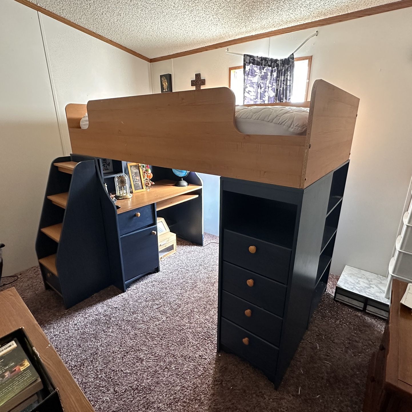 Bunk style bed/desk/dresser NO MATTRESS