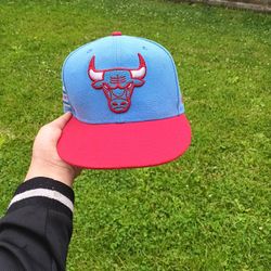 Bull Red And Light Blue Hat