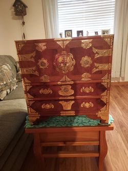Vintage Asian Burlwood Tansu Chest 500 Or best Offer