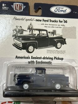 NEW SEALED M2 MACHINES 1:64 AUTO-DRIVERS BLUE 1956 FORD F-100 TRUCK