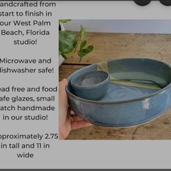 Chip and Dip bowl Large Handmade pottery