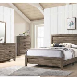 4- Pc Bedroom set Dresser,Mirror  Nightstand (1) Queen size bed frame  Not including Mattress and Box Sp