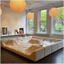 BRAND NEW DUNE COUCHES SET 25PCS SIZE 12X12X12X12FT VELVET  BONE FABRIC. CUSTOM MADE AVAILABLE