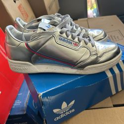 Adidas Continental 80 sneakers in a metallic silver colorway