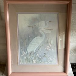 Custom Framed Two White Egrets Print 