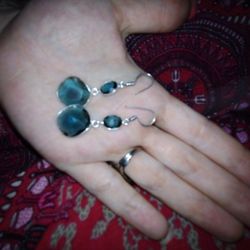 925 Silver Dark Blue Topaz Earrings Set