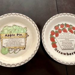 Vintage Apple & Strawberry Pie Recipe  Plates 11”