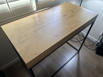 Wood Top Coffee Table with Black Metal Frame