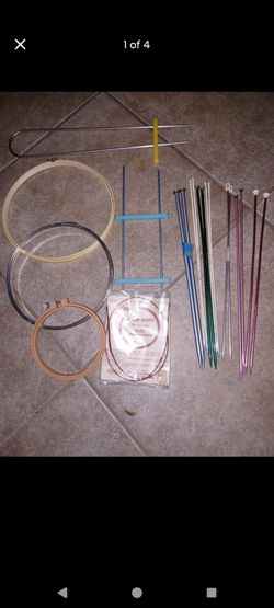 Vintage Knitting Needles and Embroidery Hoops Crafting Lot