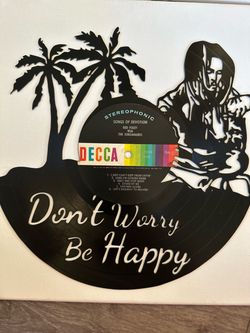 Handmade “Don’t Worry Be Happy” Cut Vinyl Record Wall Art – Venice Beach