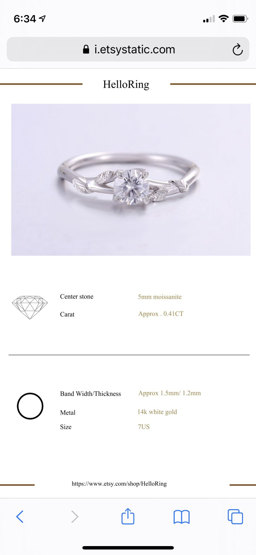 Moissanite 14 K White Gold Custom Engagement Ring 