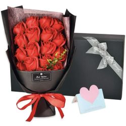 18 Pcs Eternal Rose Soap Flower Bouquet Valentine's Day Gift for Girlfriend Wife