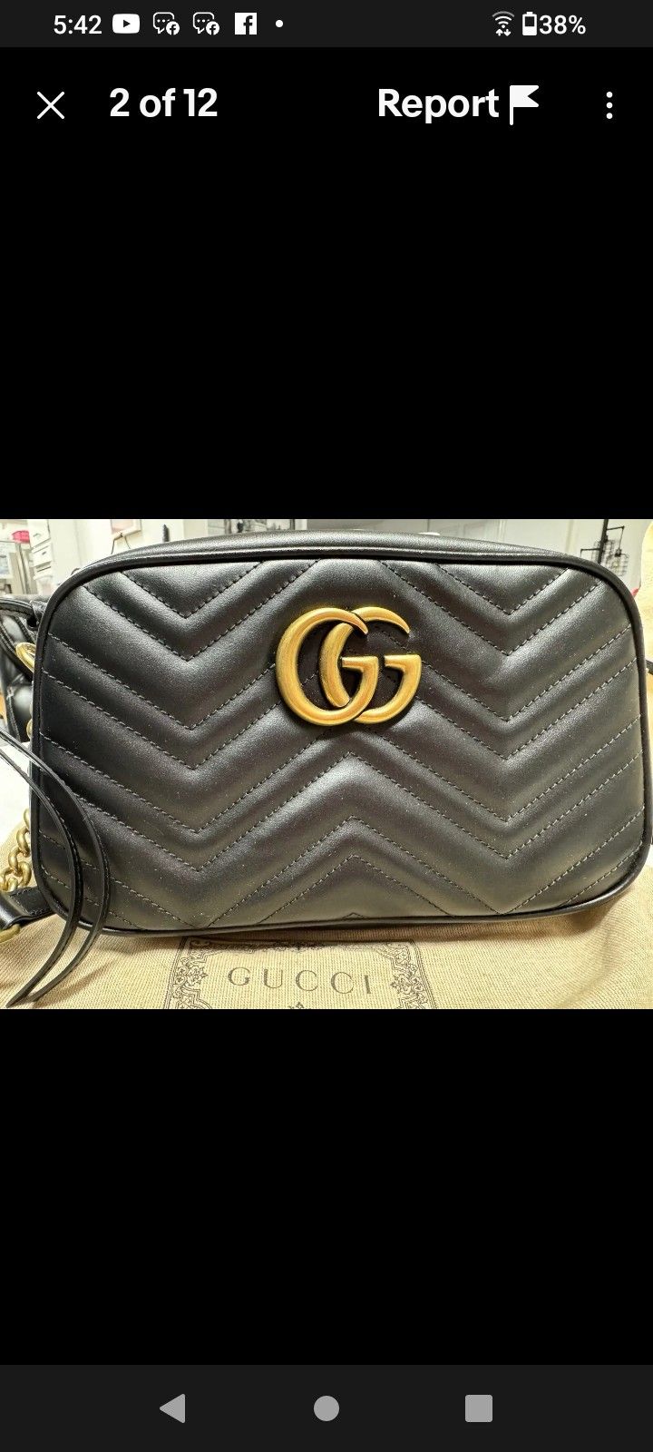 Black Leather Gucci Authentic Handbag Crossbody Mini