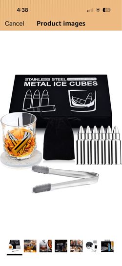 Whiskey Stones Gifts,Set of 6 Stainless Steel Whiskey Ice Cubes with Luxury Gift Box,Fathers Day Unique Gifts from Daughter Sons,Dads Gifts,Christmas