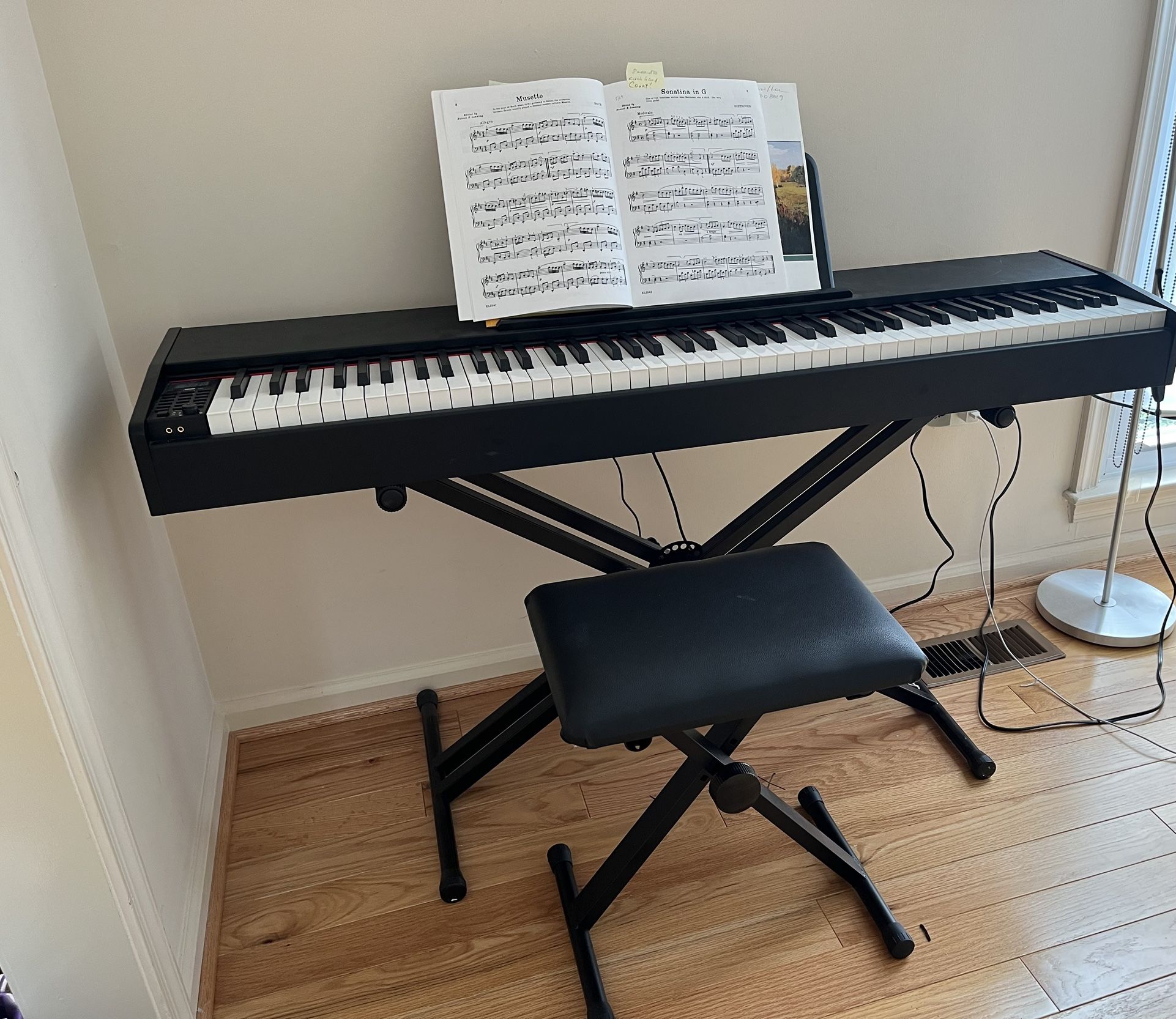 88-Key Weighted Key Full Size Digital Piano, Electronic Keyboard Set for All Experience Levels w/U-Stand, 3 Sustain Pedal Unit, Stool, 2 H