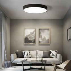 New Modern LED Ceiling Lights Flush Mount 24 Inch Round Flush Mount Light Fixture 48W Black Ceiling