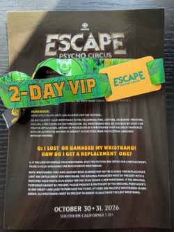 Escape 2 day VIP wristband