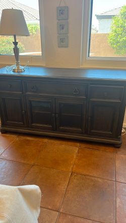 Dark mahogany console TV stand