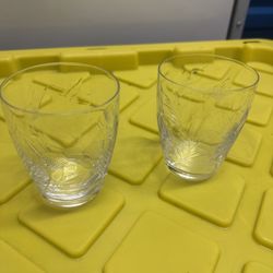 Vintage Lot Of 2 Cut Crystal Whiskey Tumblers With Wheat Pattern 
