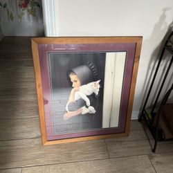 Picture With Frame-“Amish Girl With Cat”