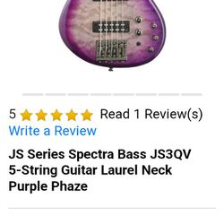 JS series Spectra Bass JS3QV 5-String Guitar Laurel Neck Purple Phaze
