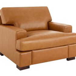 Naomi Home Tan Leather Accent Chair