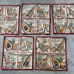 5 Vintage Schenleys Advertising Cocktail Napkins With Recipes 