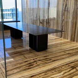 Black glass table