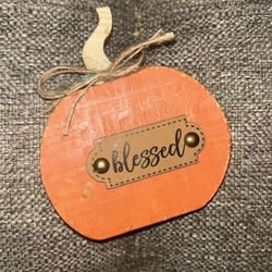 Blessed Wooden Pumpkin Decor