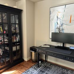 Restoration Hardware Black Oak Cabinet & Desk 