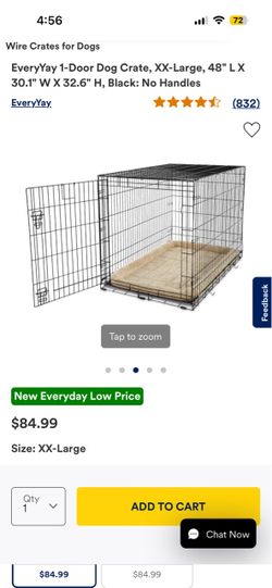 Dog Crate, XX-Large, 48" L X 30.1" W X 32.6" H, Black