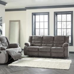 Tulen Gray Reclining Living Room Set  ( Sofa Loveseat 