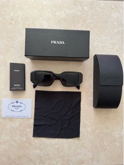 PRADA PR 17WSF Geometric Black Sunglasses Unisex Designer Tinted Lens