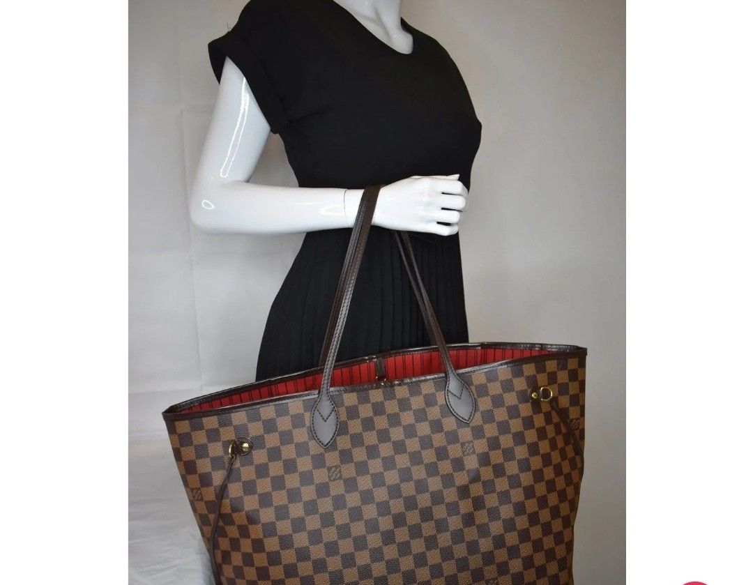 Authentic LOUIS VUITTON NEVERFULL GM Size (LARGE Size) Designer Handbag LV Cherry Interior