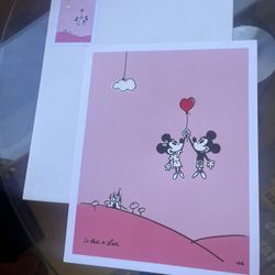 Disney Art Print Lithograph 11"x14" So This Is Love Mickey Minnie Mouse Will Gay