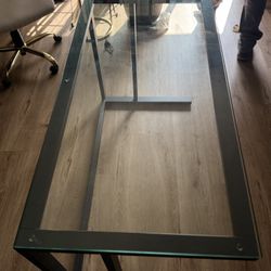 Glass Desk With A File Cabinet 