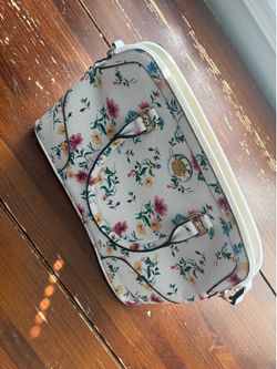 Liz Claiborne Cream Floral Dome Satchel with Multicolor Blooms