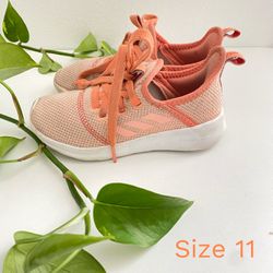Girls Orange Adidas Cloudfoam Pure Athletic Sneaker Kids Size 11