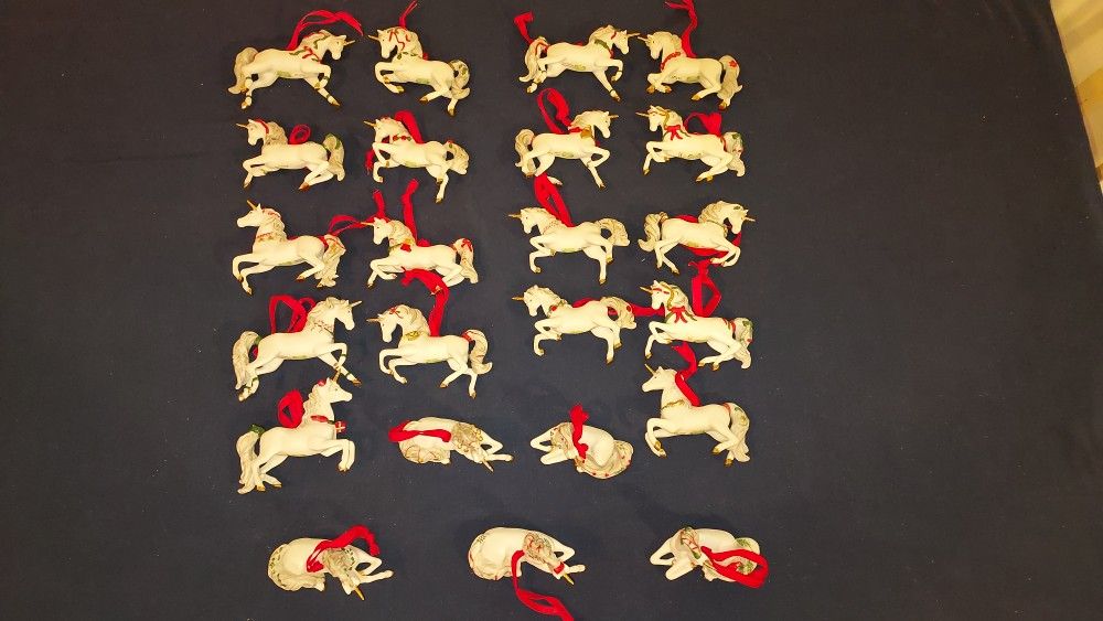 Vintage Lenox Princeton Gallery Unicorn Christmas Ornaments