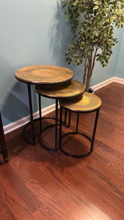 Nesting Tables Set of 3 - Brass Antique