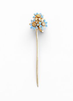Antique gold enamel flower stick pin lot (2)